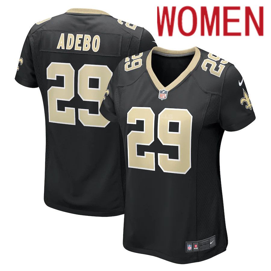Women New Orleans Saints #29 Paulson Adebo Nike Black Game NFL Jersey->women nfl jersey->Women Jersey